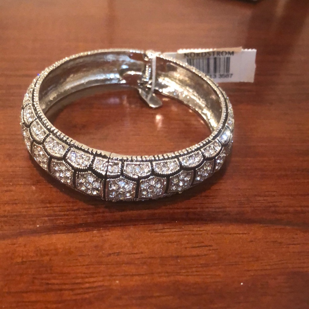 Tasha Silver Rhinestone Bangle, Never Worn.